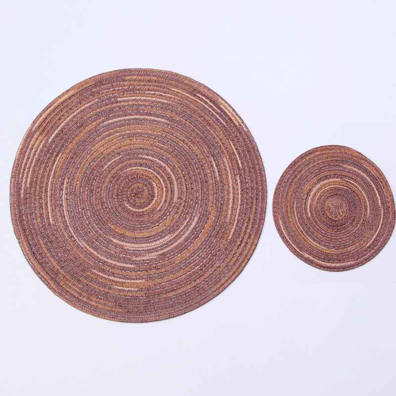 Cotton Woven Hot Pad Table Mat In Yellow Brown Red Gray Solid Color Kitchen